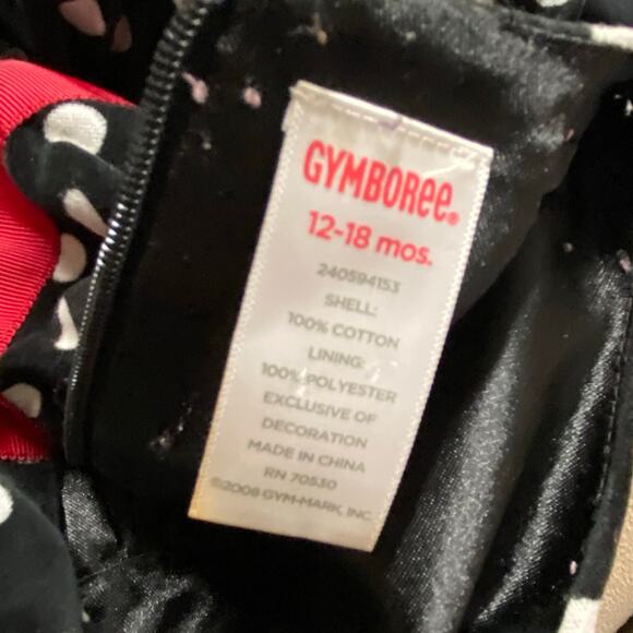 Gymboree Polka Dot Dress Velvet Puff Sleeves Bow Waist Size 12-18 Mos - Picture 7 of 8